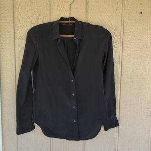 Black silk button down